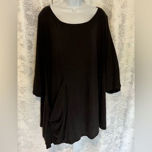 Chalet Sharkbite Draped Pocket Shirt Top Black